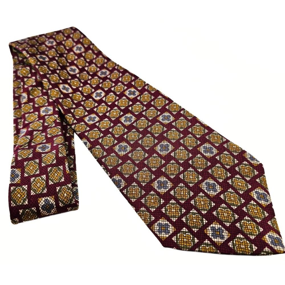 Classy Chaps‎ Ralph Lauren Burgundy Gold Floral Pattern Men's Necktie Business